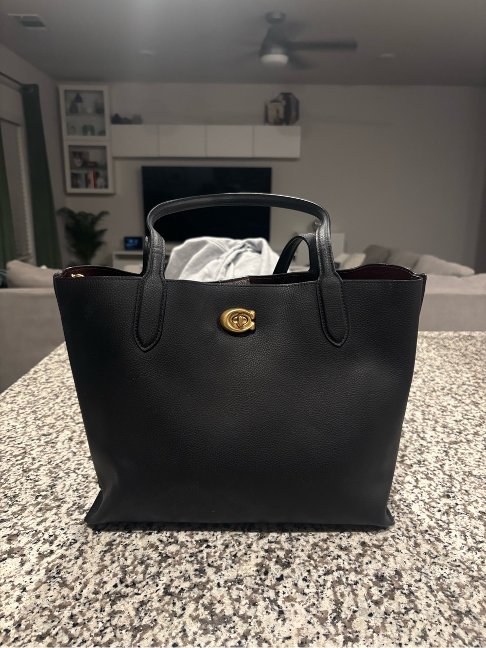 ❌ SOLD ❌ COACH Black Polished Pebble Leather Willow Tote Bag